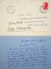 Lettre autographe signée à André Pichot. Julie Bernat dite Mademoiselle Judith (1827-1912), actrice, sociétaire de la Comédie-Française. 