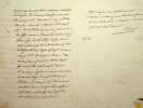 Lettre autographe signée. Pierre-Jean de Béranger (1780-1857), poète, chansonnier. 