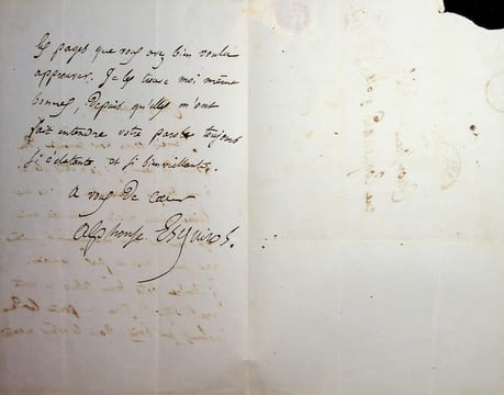 Lettre autographe signée à Joseph Méry. Alphonse Esquiros (1812-1876), écrivain, homme politique. 