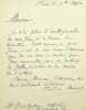 Lettre autographe signée au sculpteur  Auguste-Maximilien Delafontaine. Paul de Musset (1804-1880), écrivain. 