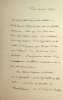 Lettre autographe signée. Aurélien Scholl (1833-1902), écrivain, journaliste. 