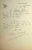 Lettre autographe signée à Fernand Xau. Charles Chincholle (1843-1902), écrivain, journaliste.