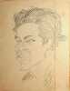 Dessin original signé - portrait du ténor Umberto Sorrentino. Enrico Caruso (1873-1921), emblématique chanteur italien d'opéra, ténor, dessinateur. 