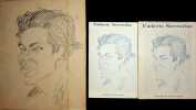 Dessin original signé - portrait du ténor Umberto Sorrentino. Enrico Caruso (1873-1921), emblématique chanteur italien d'opéra, ténor, dessinateur. 