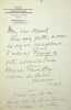 Lettre autographe signée à Marcel Pagnol. Pierre Frondaie (1884-1948), poète, écrivain.
