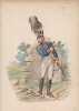Aquarelle originale titrée : Prusse - Officier de la garde royale (fusiliers) en 1812.. [Napoléon, Empire,Uniforme, Prusse] Charles Le Tourneur (ou ...
