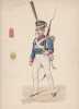 Aquarelle originale titrée : Prusse - Soldat du 8me régiment d'infanterie Royale en 1830.. [Uniforme, Prusse] Charles Le Tourneur (ou Letourneur), ...