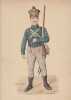 Aquarelle originale titrée : Tirailleur de la brigade d'infanterie légère - tenue de campagne en 1811.. [Napoléon, Empire] Charles Le Tourneur (ou ...