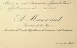Carte autographe. Alfred Mascuraud (1848-1926), homme politique, sénateur. 