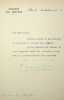 Lettre signée. Vincent de Moro-Giafferri (1878-1956), avocat, homme politique, député. 
