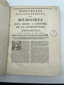 [Jansénisme] Nouvelles ecclésiastiques ou mémoires pour servir à l'histoire de la Constitution Unigenitus pour l'année M.DCC.XLIX.,  M.DCC.L et M.DCC.LI