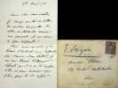 Lettre autographe signée au critique d'art François Thiébault-Sisson. Emile Augier (1820-1889), poète, écrivain. 