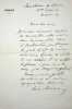 Lettre autographe signée au critique d'art François Thiébault-Sisson. Léon Bérard (1876-1960), homme politique, ministre, membre de l'Académie ...