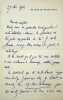 Lettre autographe signée au critique d'art François Thiébault-Sisson. Victor Margueritte (1866-1942), écrivain. 