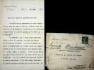 Lettre sign&eacute;e au critique d'art Fran&ccedil;ois Thi&eacute;bault-Sisson. Albert Sarraut (1872-1962), homme politique, ministre, pr&eacute;sident du conseil. 