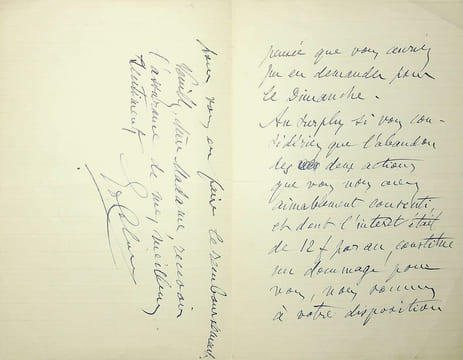 Lettre autographe signée. Edouard Colonne (1838-1910), chef d'orchestre, violoniste.