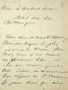 Lettre autographe signée à Emmanuel Gonzalès. Alfred Asseline (1823-1891), poète, écrivain, journaliste, cousin-germain d'Adèle Foucher. 