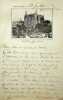 Lettre autographe signée à Emmanuel Gonzalès. Alfred Asseline (1823-1891), poète, écrivain, journaliste, cousin-germain d'Adèle Foucher. 