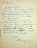 Lettre autographe signée à Emmanuel Gonzalès. Alfred Asseline (1823-1891), poète, écrivain, journaliste, cousin-germain d'Adèle Foucher. 