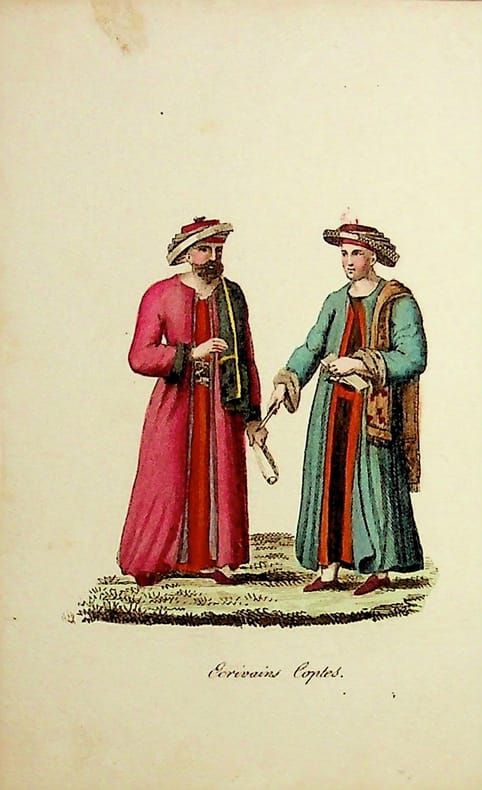 [Gravure tirée de] Breton de la Martinière, Ecrivains coptes [gravure tirée de L'Égypte et la Syrie, ou moeurs, usages, costumes et monumens des ...