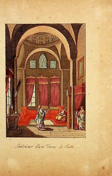 [Gravure tir&eacute;e de] Breton de la Martini&egrave;re, Int&eacute;rieur d'une dame du Caire [gravure tir&eacute;e de L'&Eacute;gypte et la Syrie, ou moeurs, usages, costumes et ...