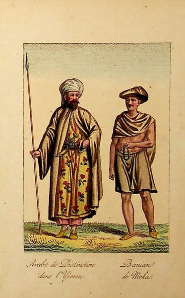 [Gravure tir&eacute;e de] Breton de la Martini&egrave;re, Arabe de Distinction dans l'Y&eacute;men & Banian de Moka [gravure tir&eacute;e de L'&Eacute;gypte et la Syrie, ou moeurs, ...