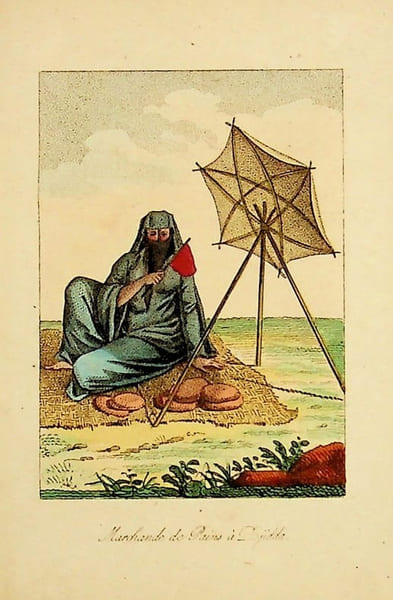 [Gravure tir&eacute;e de] Breton de la Martini&egrave;re, Marchande de Pains &agrave; Dojidda [gravure tir&eacute;e de L'&Eacute;gypte et la Syrie, ou moeurs, usages, costumes et ...