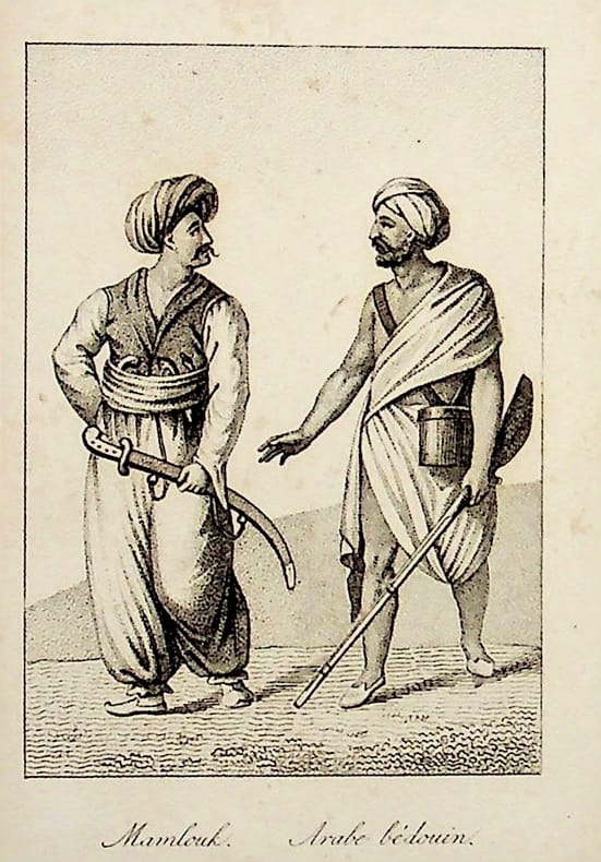 [Gravure tirée de] Breton de la Martinière, Mamlouk & Arabe bédouin [gravure tirée de L'Égypte et la Syrie, ou moeurs, usages, costumes et monumens ...