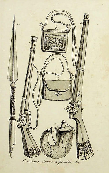 [Gravure tir&eacute;e de] Breton de la Martini&egrave;re, Carabines, Cornet &agrave; poudre &c des mamlouks [gravure tir&eacute;e de L'&Eacute;gypte et la Syrie, ou moeurs, usages, ...