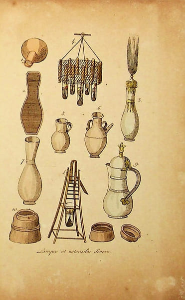 [Gravure tir&eacute;e de] Breton de la Martini&egrave;re, Lampes et ustensiles divers [gravure tir&eacute;e de L'&Eacute;gypte et la Syrie, ou moeurs, usages, costumes et ...