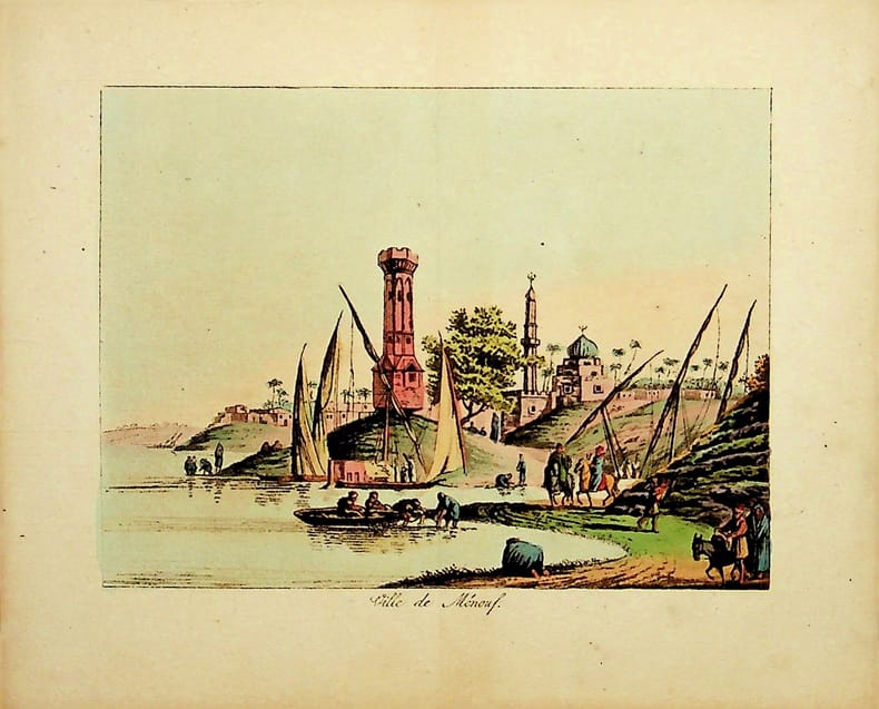 [Gravure tir&eacute;e de] Breton de la Martini&egrave;re, Ville de M&eacute;nouf [gravure tir&eacute;e de L'&Eacute;gypte et la Syrie, ou moeurs, usages, costumes et monumens des ...