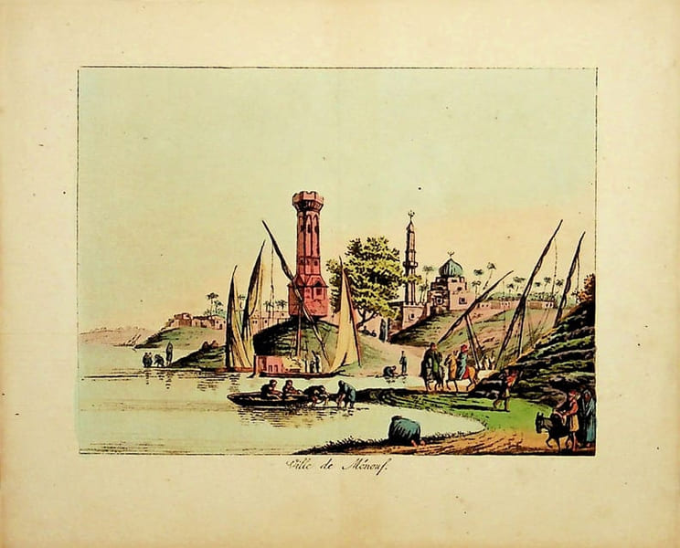 [Gravure tir&eacute;e de] Breton de la Martini&egrave;re, Ville de M&eacute;nouf [gravure tir&eacute;e de L'&Eacute;gypte et la Syrie, ou moeurs, usages, costumes et monumens des ...