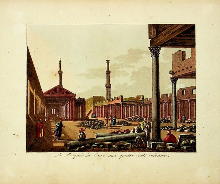 [Gravure tir&eacute;e de] Breton de la Martini&egrave;re, La Mosqu&eacute;e du Caire aux quatre cents colonnes [gravure tir&eacute;e de L'&Eacute;gypte et la Syrie, ou moeurs, usages, ...