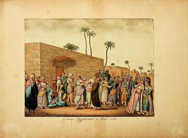 [Gravure tir&eacute;e de] Breton de la Martini&egrave;re, Danse Egyptienne &agrave; Ned-Sili [gravure tir&eacute;e de L'&Eacute;gypte et la Syrie, ou moeurs, usages, costumes et ...