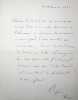 Lettre autographe signée à Jean-Charles Varennes. Gibert Renault dit Colonel Rémy (1904-1984), résistant. 