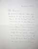 Lettre autographe signée à Jean-Charles Varennes. Gibert Renault dit Colonel Rémy (1904-1984), résistant. 