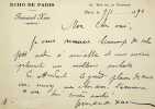 Lettre autographe sign&eacute;e. Fernand Xau (1852-1899), journaliste, &eacute;crivain. 