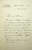 Lettre autographe sign&eacute;e. Jules Siegfried (1837-1922), homme politique, entrepreneur.