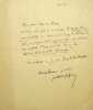 Lettre autographe signée. Gustave Geffroy (1855-1926), écrivain, historien de l'art. 