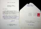 Lettre signée. Philippe Barrès (1896-1975), journaliste, résistant, homme politique, député. 