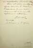 Pi&egrave;ce sign&eacute;e. Maurice Barr&egrave;s (1862-1923), &eacute;crivain, homme politique, membre de l'Acad&eacute;mie fran&ccedil;aise. 