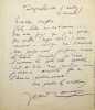 Lettre autographe signée à Charles Clerc. Jean Rameau (1858-1942), poète, romancier, membre des Hydropathes.
