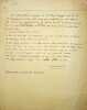 Page autographe sign&eacute;e. G&eacute;rard Bau&euml;r (1888-1967), &eacute;crivain, pr&eacute;sident de la Soci&eacute;t&eacute; des Gens de Lettres. 