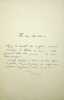 Lettre autographe sign&eacute;e. Octave Feuillet (1821-1890), &eacute;crivain, membre de l'Acad&eacute;mie fran&ccedil;aise.