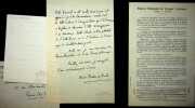 Lettre autographe sign&eacute;e (lot de 2). Andr&eacute; Foulon de Vaulx (1873-1951), po&egrave;te, &eacute;crivain, pr&eacute;sident de la Soci&eacute;t&eacute; des po&egrave;tes fran&ccedil;ais. 