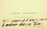 Carte autographe. Henry Houssaye (1848-1911), historien, critique, membre de l'Acad&eacute;mie fran&ccedil;aise. 