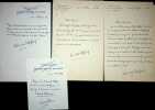 Lettre autographe sign&eacute;e (lot de 4). Ren&eacute; H&eacute;ron de Villefosse (1903-1985), historien, notamment de Paris, conservateur de mus&eacute;e.