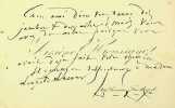 Carte autographe sign&eacute;e. Ars&egrave;ne Houssaye (1814-1896), &eacute;crivain. 