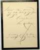 Lettre autographe sign&eacute;e. Ars&egrave;ne Houssaye (1814-1896), &eacute;crivain. 