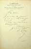Lettre autographe sign&eacute;e . Ars&egrave;ne Houssaye (1814-1896), &eacute;crivain. 
